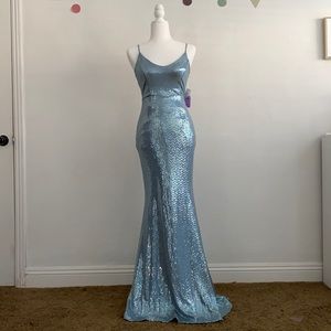 Windsor Light Blue Sequin Mermaid Maxi Dress